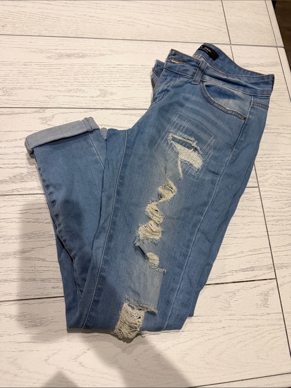 Wax Jean Light Blue Distressed Boyfriend Jeans